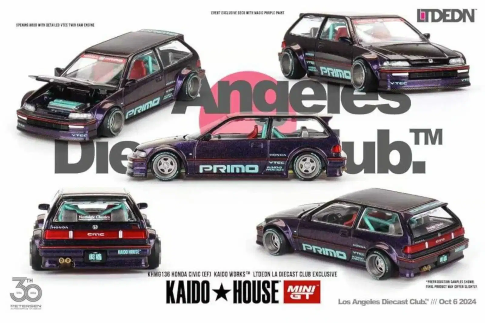 Kaido House x Mini GT LTDEDN 1/64 136 Honda Civic (EF) Black Limited
