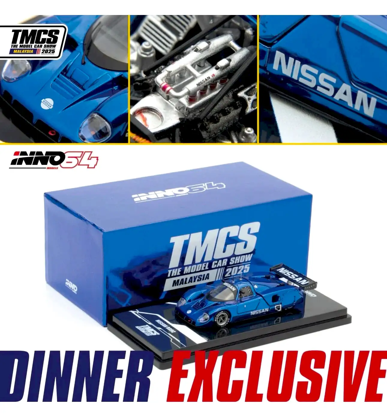 Inno 64 Models Nissan R89C Chrome Blue TMCS Event Dinner Car