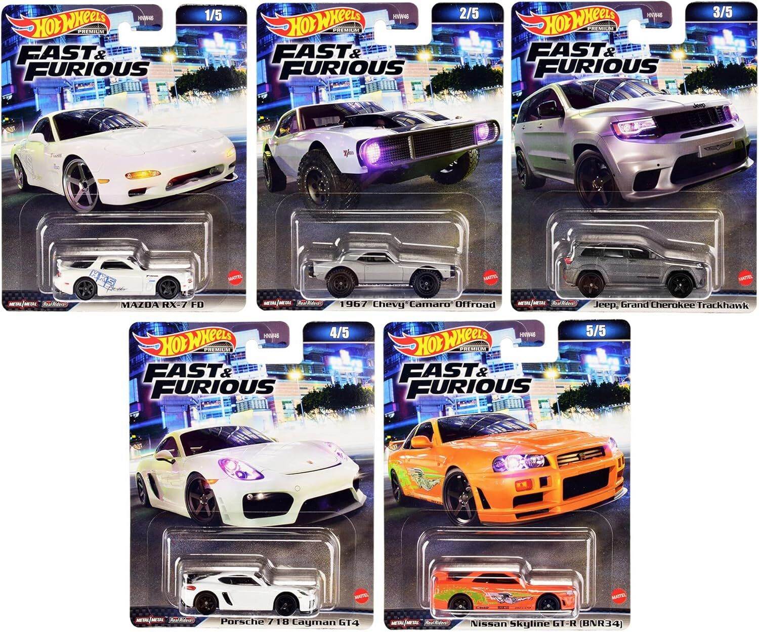 Hot Wheels Premium F&F 2023 HNW46-956A 5 li Set